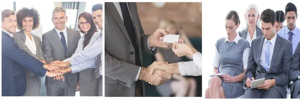 Gente Negocios Discutiendo Sala Reuniones Oficina Creativa Personas Estrechando Las — Foto de Stock