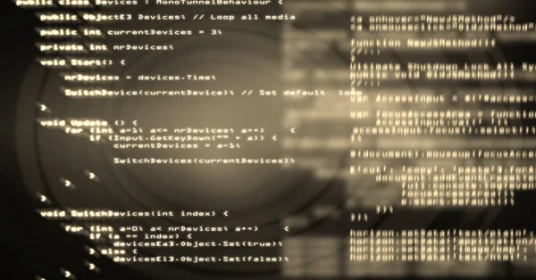 Обработка Компьютерного Кода Черном Фоне Программирование Технологическая Концепция Сгенерированное Цифровым — стоковое фото