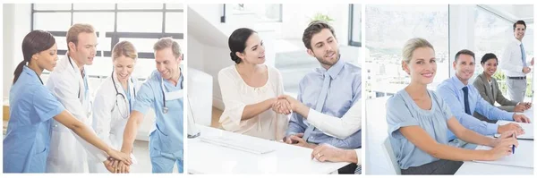 Geschäftsleute Diskutieren Besprechungsraum Des Kreativbüros Händeschütteln Besprechungsraum — Stockfoto