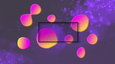 Satış metninin dijital animasyonu ve siyah arkaplanda parlayan parçacıklara karşı soyut şekiller. satış indirimi ve perakende iş konsepti