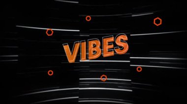 Siyah arkaplanda hareket eden ışık izlerine karşı yazılan titreşimlerin dijital animasyonu. bilgisayar arayüzü ve tipografi kavramı