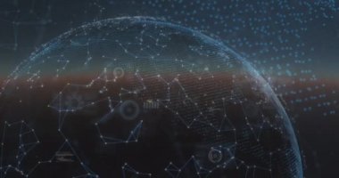 Dürbün taraması, veri işleme ve dijital dünya üzerindeki bağlantı ağının animasyonu. küresel bağlantılar, veri işleme ve dijital arayüz konsepti dijital olarak oluşturulmuş video.