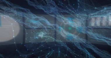 Uzaydan görünen dünya üzerindeki tarama ve bağlantı ağının animasyonu. küresel bağlantılar, veri işleme ve dijital arayüz kavramı.