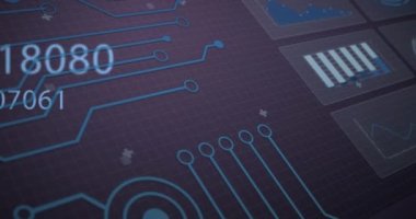 Şebeke üzerinde veri işleme animasyonu. küresel bağlantılar, veri işleme ve dijital arayüz konsepti dijital olarak oluşturulmuş video.