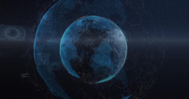 Анимация Обработки Данных Наблюдения Землей Космоса Глобальных Соединений Обработки Данных — стоковое видео