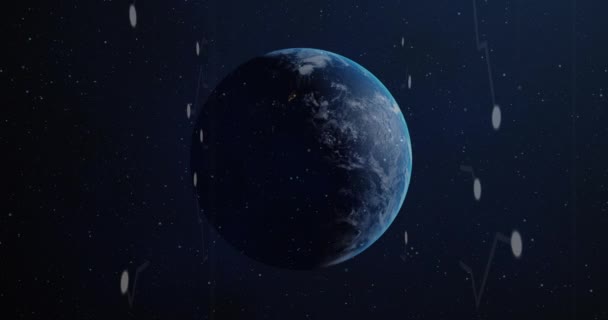 Föld Bolygóval Való Kék Rács Feletti Kapcsolatok Hálózatának Animációja Globális — Stock videók