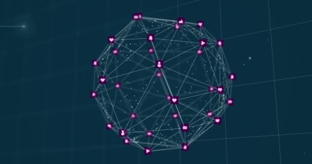 Animación Red Conexiones Través Pantalla Digital Conexiones Globales Procesamiento Datos — Vídeo de stock