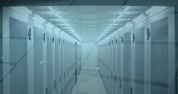 Animering Databehandling Datacenterkorridoren Globala Anslutningar Databehandling Och Digitalt Gränssnitt — Stockvideo