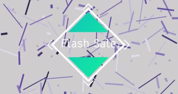 Animation Flash Sale Text White Frame Purple Lines Grey Background — Stock Video