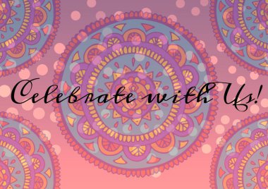 Kutlama davetiyesi, pembe arkaplanda daire şeklinde fotokopi uzayı ile birlikte. kutlama, yazışma ve iletişim konsepti dijital olarak oluşturulmuş görüntü.