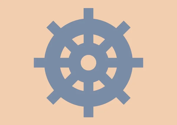 Иллюстрация Серого Руля Лодки Оранжевом Фоне Путешествия Праздники Концепция Цифрового — стоковое фото