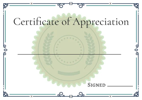 Certificado Apreciación Texto Con Línea Negra Espacio Copia Marco Azul — Foto de Stock