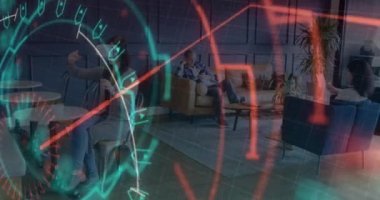 VR kulaklık takarken el kol hareketi yapan beyaz kadını tarama ve tarama. bilgisayar arayüzü ve teknoloji kavramı