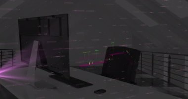 Finansal ve borsa verileri arka plandaki boş ofise karşı işleniyor. küresel finans ve iş kavramı