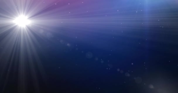 在蓝光和紫光的指引下 明亮的恒星在宇宙中的动画 天文学和星系概念数字生成视频 — 图库视频影像