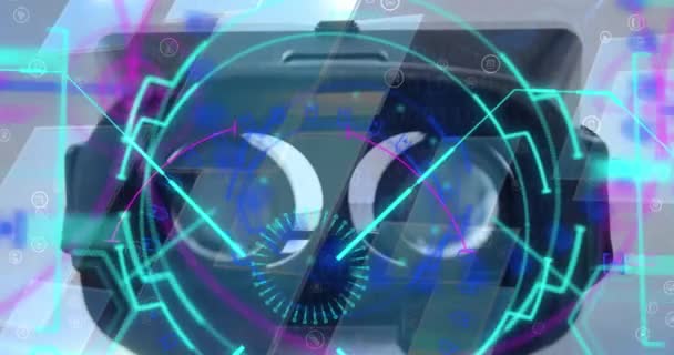 Kulaklığın Kapanmasına Karşı Veri Işleme Neon Tarayıcı Bilgisayar Arayüzü Teknoloji — Stok video