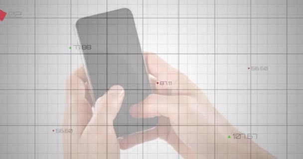 Elaborazione Statistica Dei Dati Rete Distanza Tramite Smartphone Concetto Globale — Video Stock