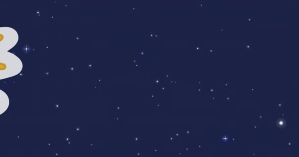 Animación Del Universo Con Sol Brillante Sonriente Estrellas Cielo Azul — Vídeo de stock