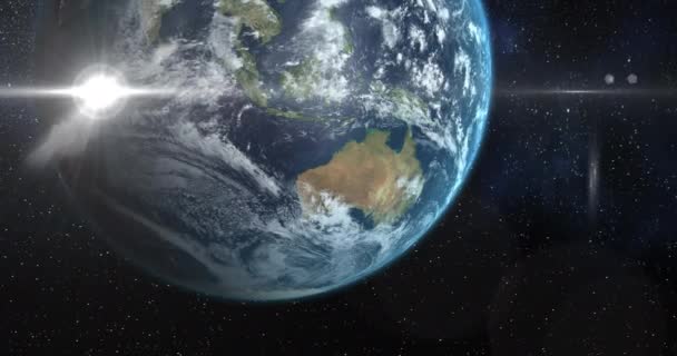 Animation Planeten Jorden Universum Och Glödande Stjärna Sett Från Rymden — Stockvideo