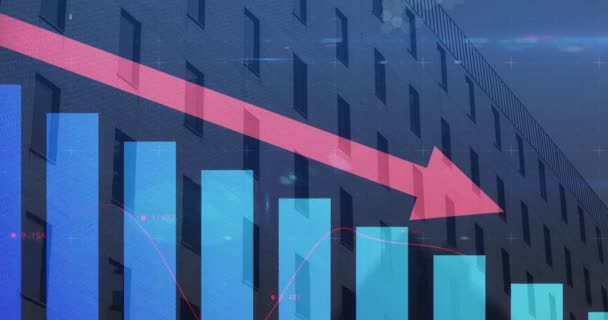 Processamento Dados Estatísticos Sobre Rede Rede Contra Edifícios Altos Segundo — Vídeo de Stock