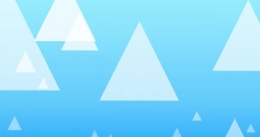 Mavi arkaplanı gösteren çoklu beyaz üçgen oklarının animasyonu. yön ve hareket kavramı dijital olarak oluşturulmuş video.
