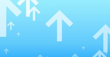 Mavi arkaplanı gösteren birden fazla beyaz ok animasyonu. yön ve hareket kavramı dijital olarak oluşturulmuş video.