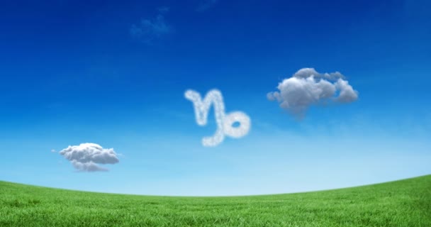 Animation Signe Zodiaque Étoile Capricorne Formé Nuages Blancs Sur Ciel — Video