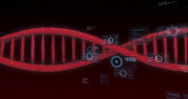 Animation Dna Strand Spinning Scopes Data Processing Black Background Global — 비디오