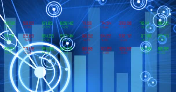 Animazione Ambiti Scansione Elaborazione Dati Registrazione Statistica Sfondo Blu Tecnologia — Video Stock