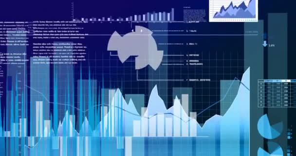 Animação Processamento Dados Com Linha Azul Registro Estatísticas Conceito Global — Vídeo de Stock