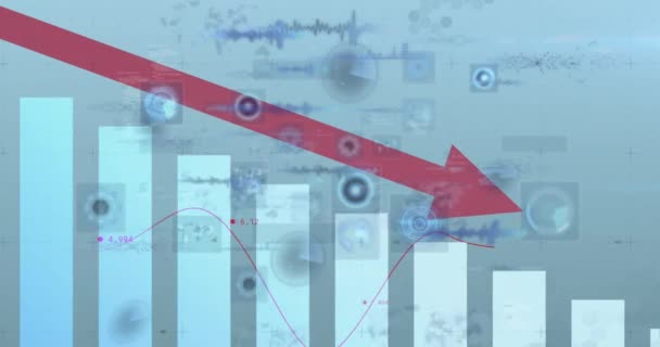 Animation Red Arrow Pointing Scopes Scanning Data Processing Screens — Stock Video