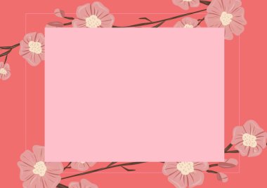 Turuncu arka planda pembe fotokopi alanı olan çiçek tasarımlarının dijital görüntüsü. soyut şablon arkaplan tasarımı kavramı