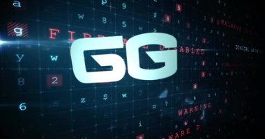 Siber saldırı uyarısı üzerine maviyle yazılmış 6 G metnin animasyonu ve arka planda değişen rakamlar. küresel ağ, iletişim, bağlantı ve teknoloji konsepti dijital olarak oluşturulmuş video.