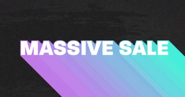 Animation Retro Massive Sale White Text Rainbow Shadow Grey Flickering — Stock Video