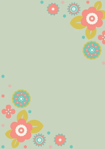 緑の背景にコピースペースとカラフルな花のデザインのデジタル生成画像 抽象的な花柄の背景デザインコンセプト — ストック写真