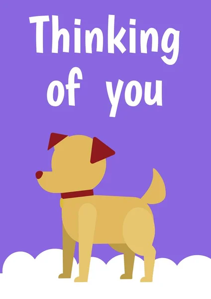Pensando Você Texto Sobre Cachorro Ícone Nuvem Contra Fundo Azul — Fotografia de Stock