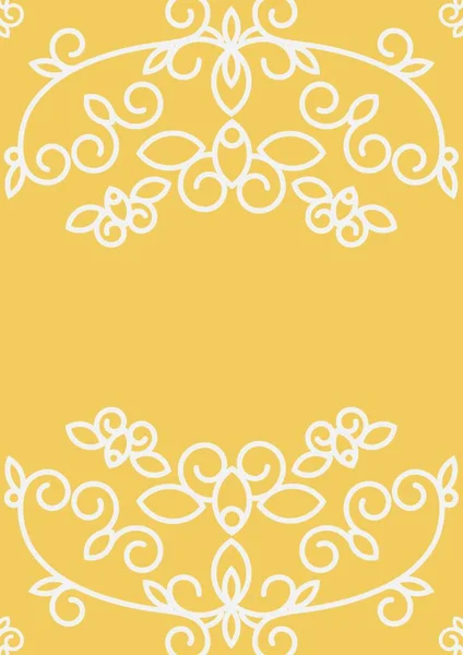 Digitálně Generovaný Obraz Dekorativního Květinového Designu Kopírovacím Prostorem Žlutém Pozadí — Stock fotografie