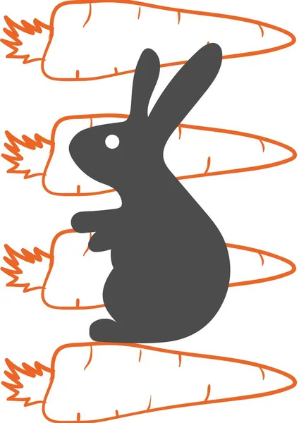 Digitally Generated Image Grey Rabbit Icon Multiple Carrots Icon White — Stock Photo, Image