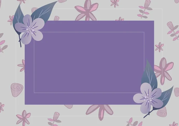 Digital Generated Image Floral Designs Purple Copy Space Grey Background — Stock Photo, Image