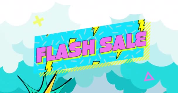 Animatie Van Retro Flash Sale Tekst Blauwe Banner Met Tekst — Stockvideo