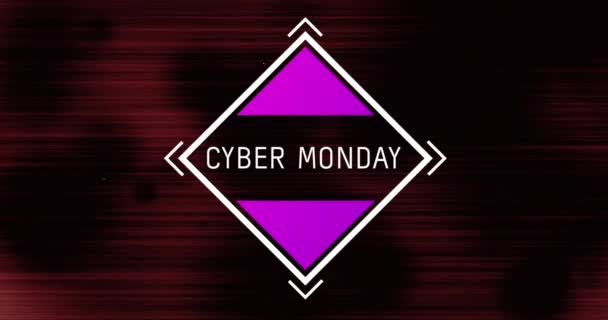 Animation Des Cyber Monday Textes Weißem Rahmen Über Roten Linien — Stockvideo