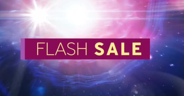 Animatie Van Flash Sale Tekst Paarse Banner Gloeiende Roze Tot — Stockvideo