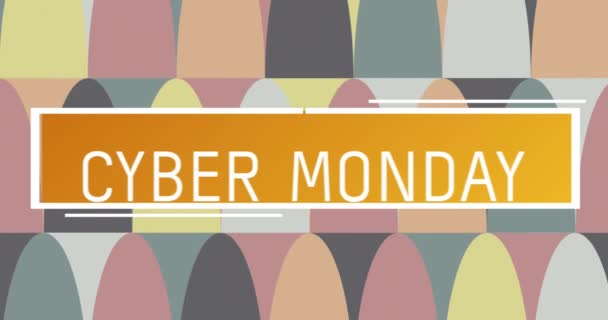 Digital Animation Cyber Monday Text Orange Banner Abstract Colorful Shapes — Stock Video