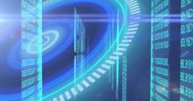 Mavi arkaplandaki sayılar üzerinde yapılan taramaların animasyonu. küresel teknoloji, ağ oluşturma ve dijital arayüz kavramı dijital olarak oluşturulmuş video.