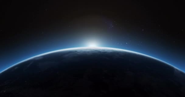 Animație Text Glob Rotitor Răsăritul Soarelui Văzut Din Spațiu Rețele — Videoclip de stoc
