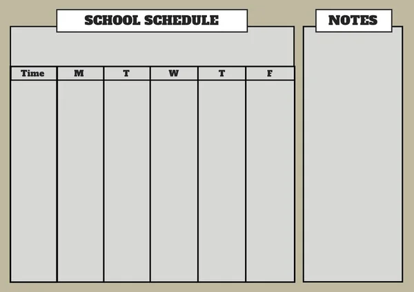 Composition School Schedule Notes Text Days Time Grid Black Grey — Stock Photo, Image