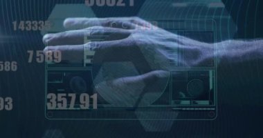 Biyometrik tarayıcıda insan eli taramasına karşı dijital arayüz üzerinden birden fazla değişen numara. Bilgisayar arayüzü ve siber güvenlik teknolojisi kavramı