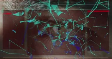 Ekran üzerinden insan gözüne karşı veri işleme ağı kuruluyor. küresel ağ ve siber güvenlik teknolojisi kavramı