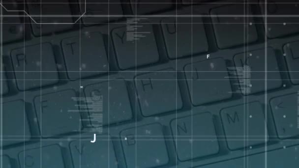 Arka Plandaki Bilgisayar Klavyesinin Üzerinde Veri Işleme Animasyonu Küresel Oluşturma — Stok video