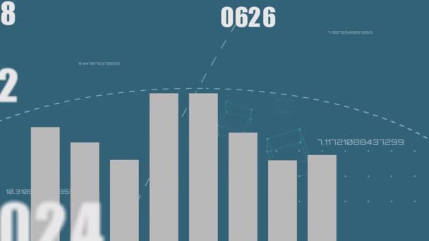 Animace Měnících Čísel Zaznamenávání Statistiky Zeleném Pozadí Globální Připojení Koncepce — Stock video